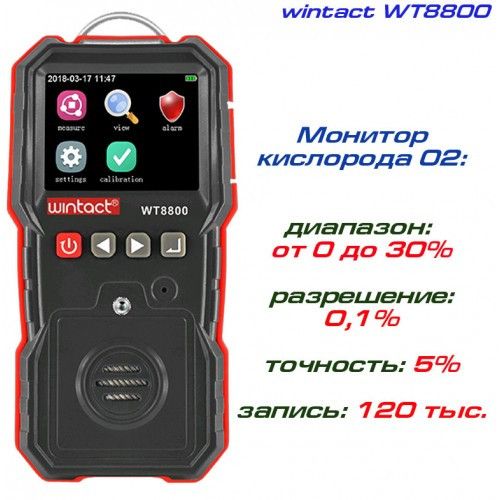 Детектор кислорода O2 (0-30% VOL) WINTACT WT8800 WT8800 фото