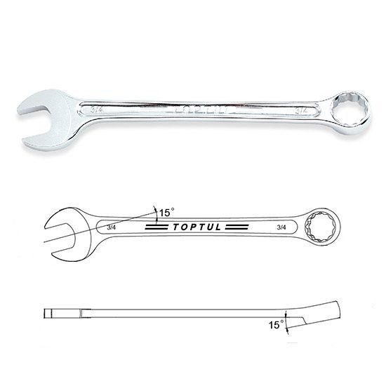 Набор ключей комбинированных на холдере 12 шт. дюймовый 1/4"-7/8" TOPTUL GBAC1201 GBAC1201 фото